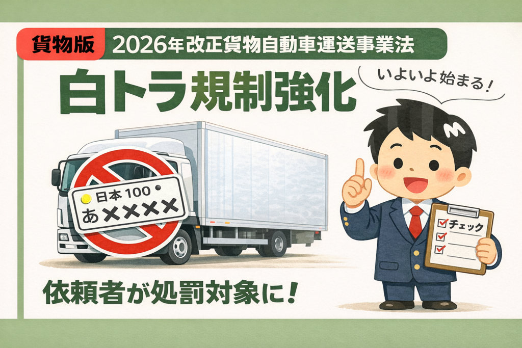 2026年4月施行・違法な白トラ規制強化についてのサムネイル画像。